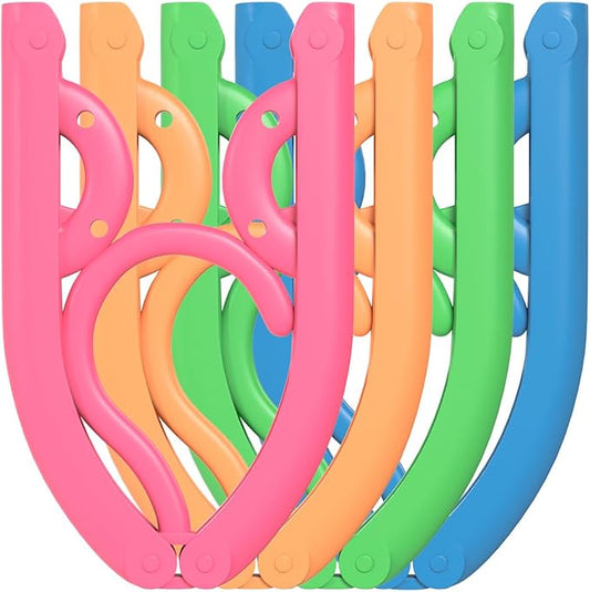 Foldable Travel Hangers, Portable Hangers for Shirts, Dresses, Coats, Pants, Towels & Baby Clothes, Durable Lightweight Plastic, Compact, Adjustable, Pack of 4, Multicolor