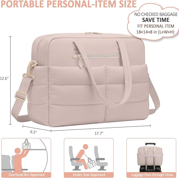 Travel Duffel Bags, Personal Item Travel Bag, Weekender Bags for Women Men Workout Duffle Gym Overnight Bag Foldable Lightweight Tote Carry On Hospital Bag, Pink