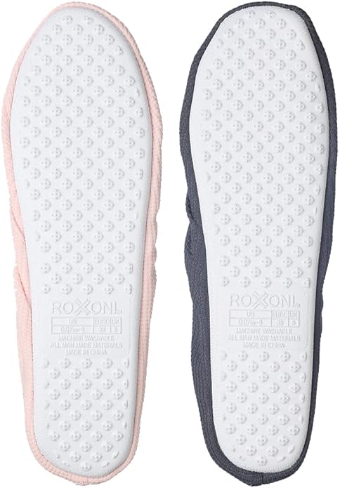 Roxoni Women's Terry Classic Cotton & Velour Ballerina Slippers (Pack of 2)