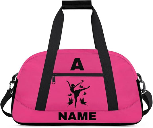 Personalize-Kids-Sports-Duffel-Bags With Custom Name Text Carry-On Overnight Travel Gym Lightweight Dance Pattern Sports Bags For Girls Boys Kids,Red 1