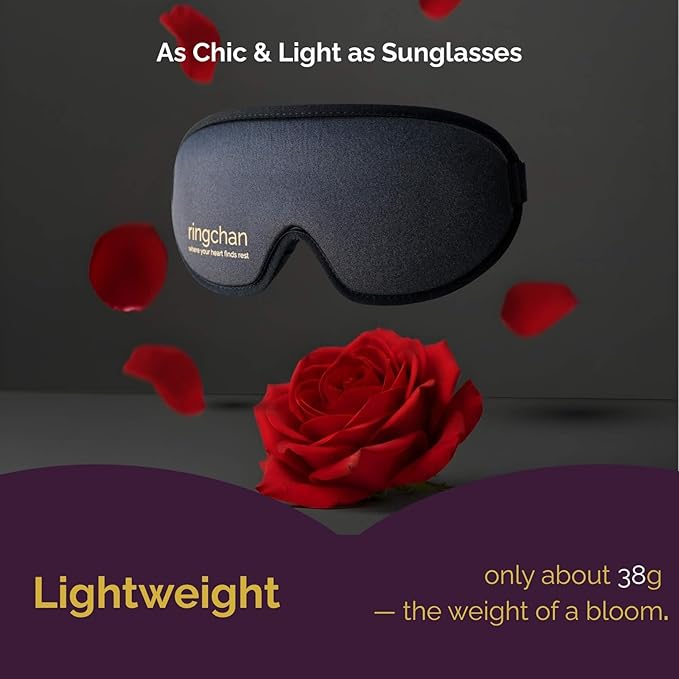 3D Sleep Mask for Back Sleepers - True Blackout Eye Masks for Sleep - Zero Eye Pressure Nose Seal Eye Cover for Meditation, Naps & Travel, Adjustable & Comfortable - Jet Black