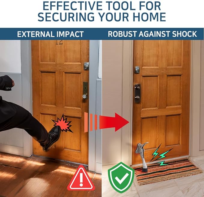 One Touch Kickdown Door Stopper, Door Holder, Heavy Duty Door Stops, Bottom of Door, Height-Adjustable Rubber Tips by HASHI (Black 4 inch x 4pack)