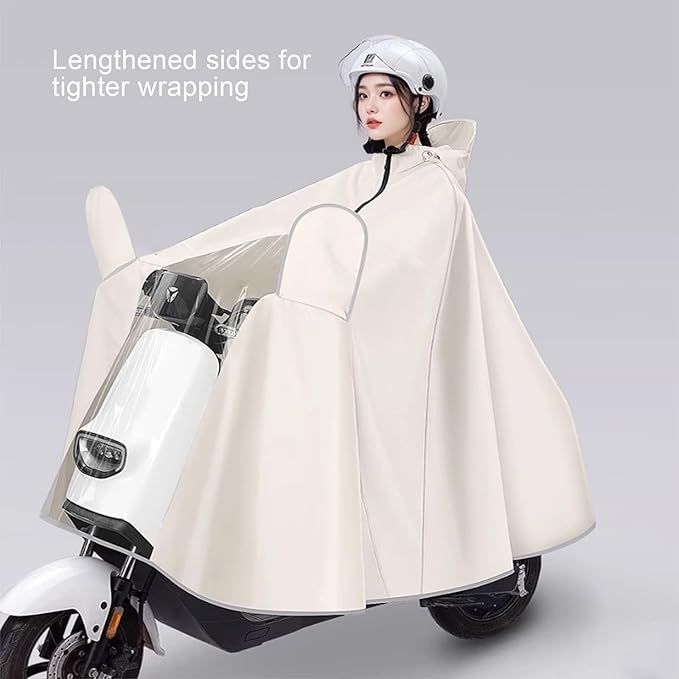 Rain Poncho Bike Bicycle, Reusable Round Electric Scooter Rain Poncho with Clear Panel, Unisex for Hiking Travelling