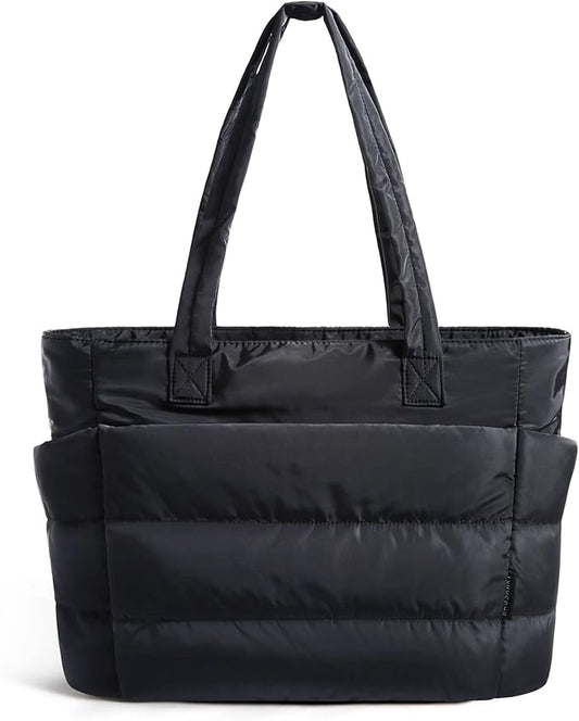 BAGSMART Tote Bag for Women, Lightweight Puffy Tote Bag with Compartments Shoulder Bag Handbag for Travel, Work, Gym | Lightweight, Puffy, Quilted, for Travel, Work