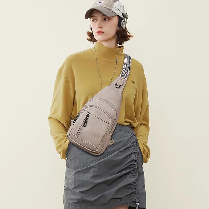 Womens Sling Bag Crossbody Bags for Women Vegan Leather Sling Backpack Daypack Fanny Pack Crossbody Purse Travel