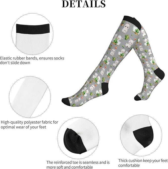Compression Socks Knee High Circulation Support Socks For Women Men Athletic Running Work Hiking Cycling Travel