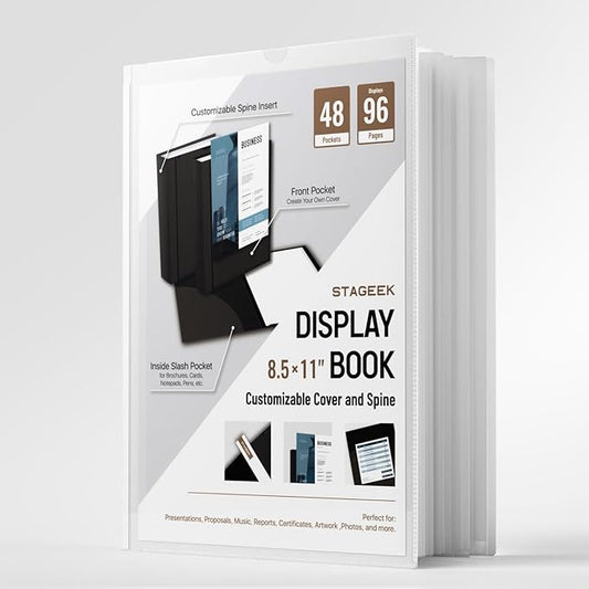 48-Pocket Portfolio Binder Display 96 Pages, 8.5x11 Binder with Plastic Sleeves, Art Portfolio Folder with Clear Sheet Protectors, Presentation Book for Artwork, Document Organizer