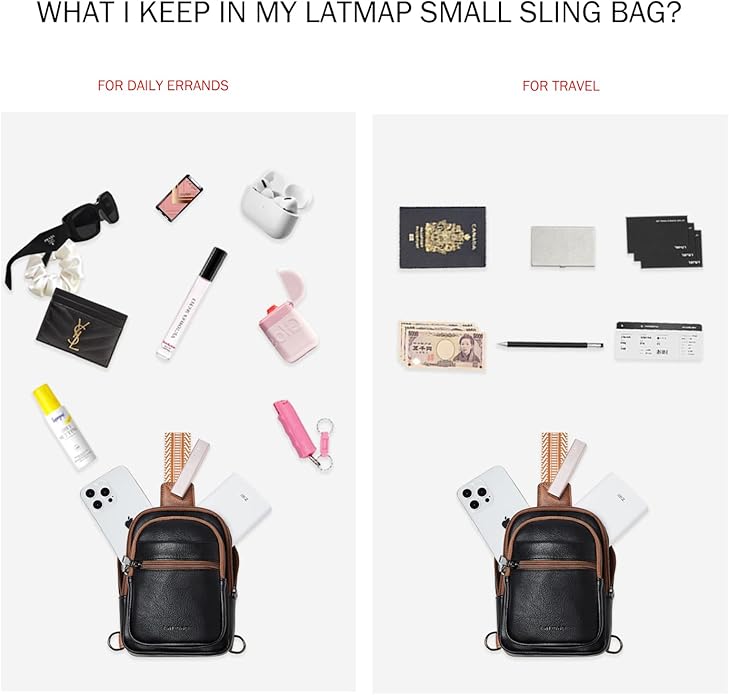 Sling Bag For Women Faux Leather Small Casual Daypack Backpack Fanny Pack Crossbody Chest Bags Purse