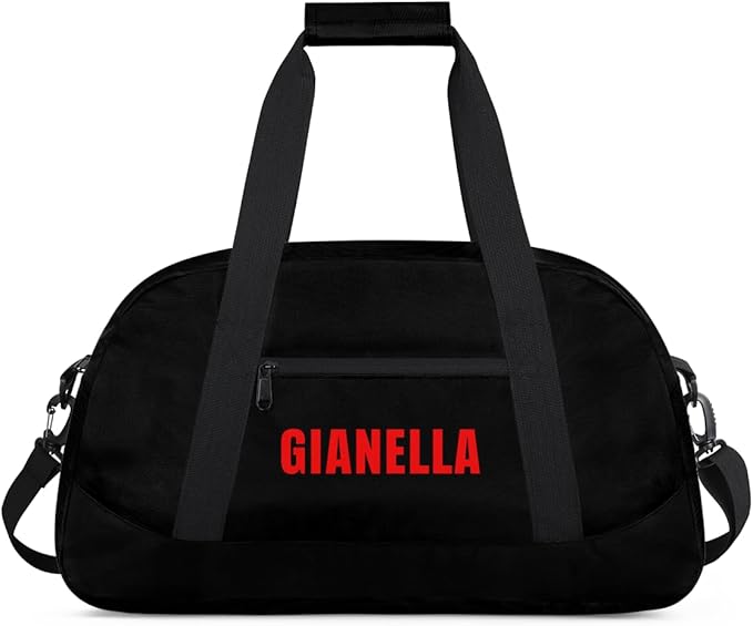 Black Personalize Kids Duffel Bag With Custom Name Text Carry-On Overnight Travel Gym Lightweight Dance Sports Bags For Boys Girls Kids