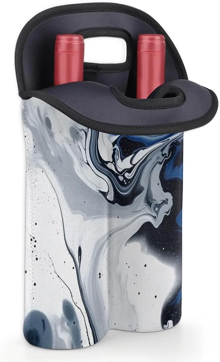 Wine Carrier Tote Personalized Bag for 2 Bottles - Neoprene Wine Bottle Holder with Carry Handle, Wine Protective Bag Insulated Bag Beer Cans Water Bottle Holder for Travel Picnic,Style2