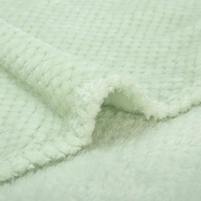 Fuzzy Throw Blanket, Plush Fleece Blankets for Adults, Toddler, Boys and Girls, Warm Soft Blankets and Throws for Bed, Couch, Sofa, Travel and Outdoor, Camping (40”×60”, Pastel Green)