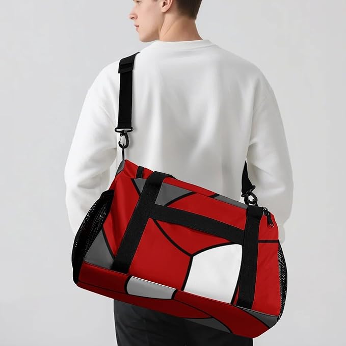 Custom Volleyball Red Duffel Bag with Name Personalized Travel Bags Sport Gym Bag Carry On Weekender Bags for Men Women