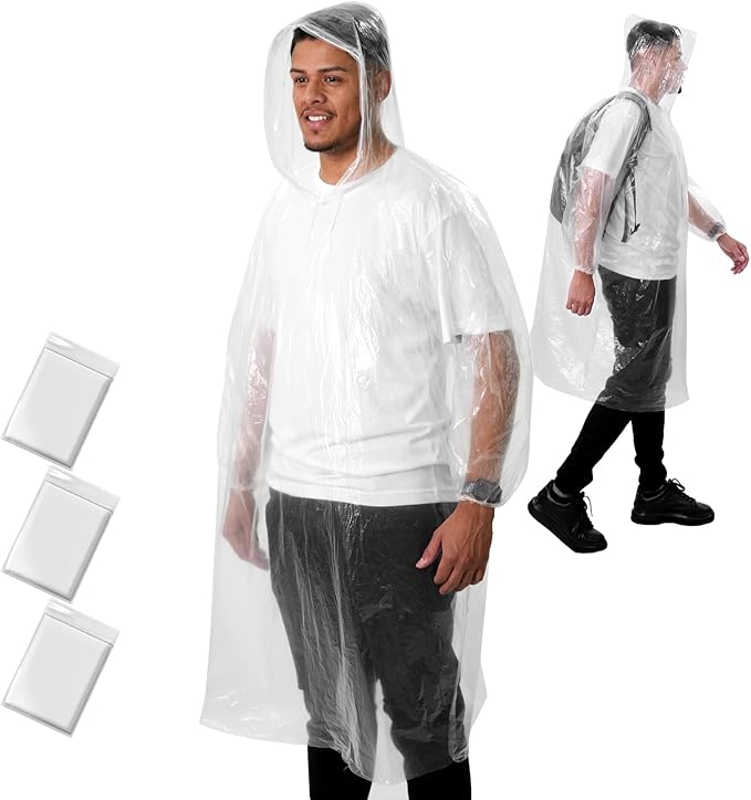ANYOO Disposable Rain Poncho for Adults Waterproof Emergency Raincoat Lightweight Packable for Outdoor Events Hiking & Travel