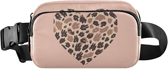 Leopard Heart Fanny Pack for Women Men Water Resistant Fashion Waist Packs with Adjustable Strap Belt Bag for Travel Workout Jogging Hiking 21217814