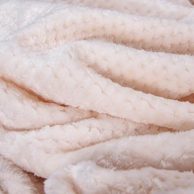 Fuzzy Throw Blanket, Plush Fleece Blankets for Adults, Toddler, Boys and Girls, Warm Soft Blankets and Throws for Bed, Couch, Sofa, Travel and Outdoor, Camping (Queen(80"x90"), XXL-Cream)