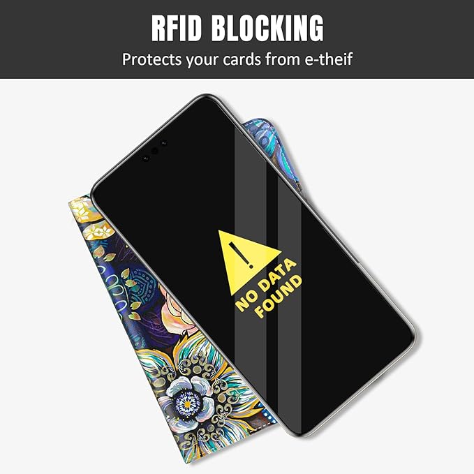 Rimilak Passport Holder, RFID Blocking Passport Cover Wallet Travel Essentials, Leather Travel Air Ticket Documents Organizer Protector for Women and Men, Mandala Flower