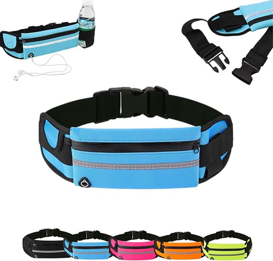 Anti-Theft Invisible Waist Bag, Multifunctional Outdoor Sports Waist Bag with Water Bottle Strap Travel Money Belt Under Clothes, Discreet Under Clothing Security Pouch for Running Men Women (Blue)