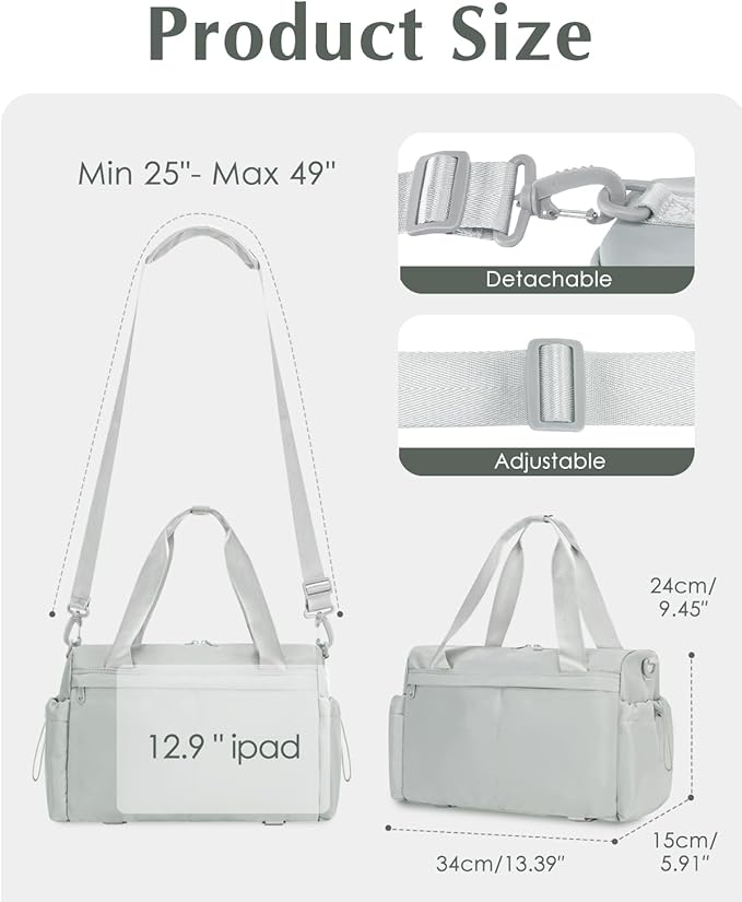 Small Gym Bag, Mini Gym Bag for Women with Yoga Mat Holder and Wet Compartment, Cute Small Yoga Mat Bag with Water Bottle Pocket for Workout Dance, Gray