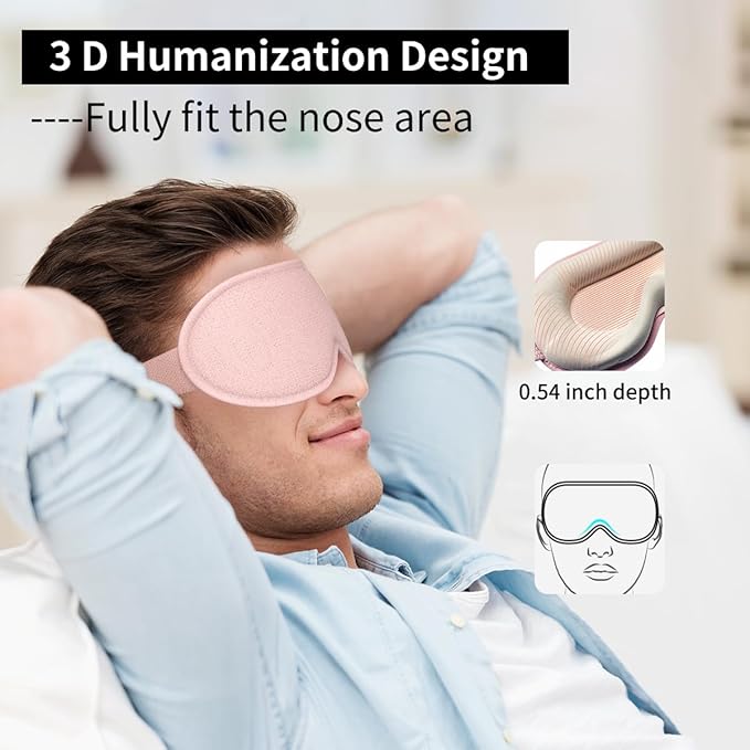 Easysleep Sleep Mask for Side Sleeper Women Men Eye Mask with 3D Contoured Cup Sleeping Mask for Light Blocking Soft Breathable Eye Cover Night Blindfold Mask with Adjustable Strap