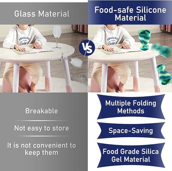 1 Pack Portable Collapsible Silicone Wine Glasses, Collapsible Silicone Cup, Travel Camp Wine Glasses for Picnic Indoor Outdoor, Reusable, Capacity 7 Oz, Green, Height 4.72 Inches