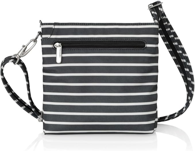Travelon Anti-Theft Classic Mini Shoulder Bag (Black w/White Stripe - Exclusive Color)