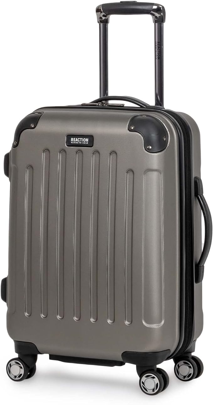 Kenneth Cole REACTION Renegade Luggage Expandable 8-Wheel Spinner Lightweight Hardside Suitcase, Silver, 20-Inch Carry On