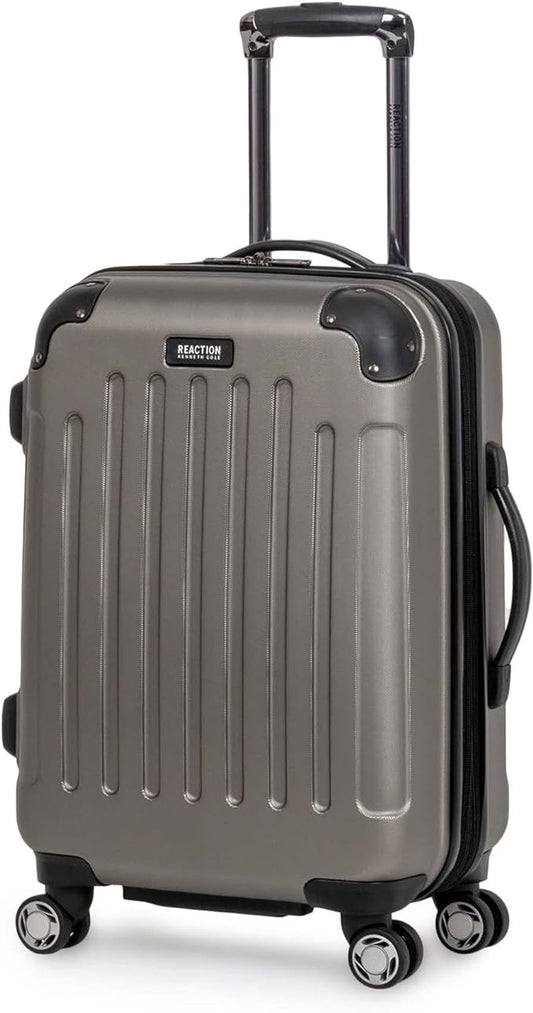 Kenneth Cole REACTION Renegade Luggage Expandable 8-Wheel Spinner Lightweight Hardside Suitcase, Silver, 20-Inch Carry On