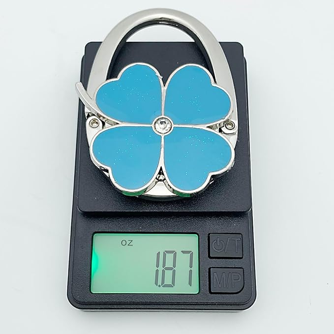 Four Leaf Clover Design Foldable Handbag Hanger Folding Purse Table Hook Holder (Blue)