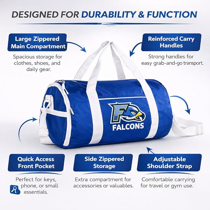 Custom Roll Duffel Bag with Your Logo or Text – Personalized Gym Bag, Sports Team Bag, Travel Bag – Adjustable Shoulder Strap, 600D Polyester, 18 Inch, 4 Colors, Model 3018