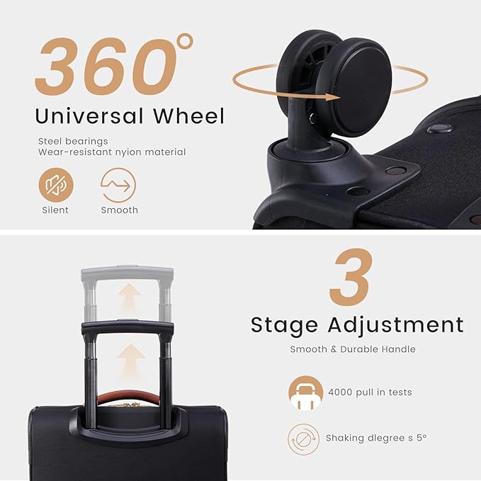 LOVEVOOK 20 Inch Carry On Luggage 22x14x9 Airline Approved, Lightweight Softside Carry-on Suitcase with Spinner Wheels & TSA Lock, Water-Resistant Travel Luggage with 3 Packing Cubes