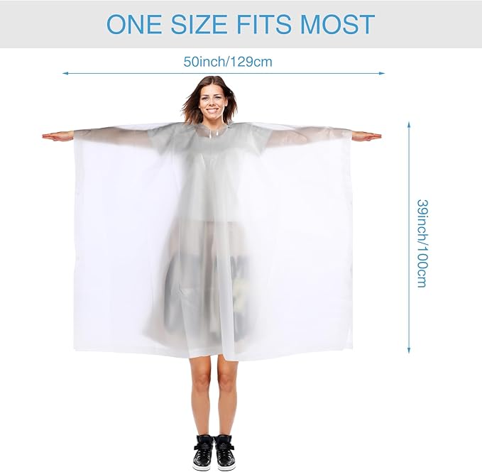 Zhehao 20 Pcs Rain Ponchos for Adult, Reusable Waterproof Plastic Rain Coat with Hood Portable Rainwear for Outdoor