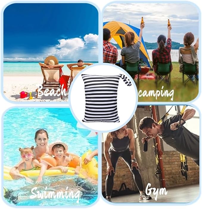 Wet Dry Bag for Swimsuit Two Zipper Pockets Travel Beach Pool Reusable Waterproof Yoga Gym Bag for Baby Cloth Diaper Swimsuits Wet Clothes 3 Pack Grey,Black Stripe