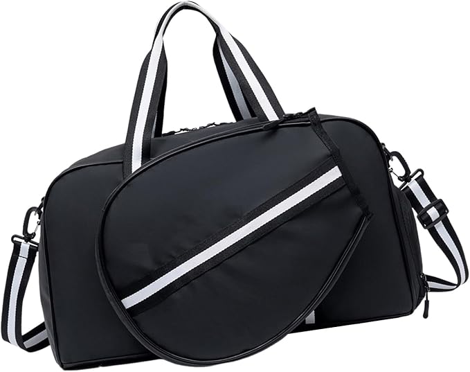Pickleballs Toted Bag for Women Men with Paddle Cover Pocket Adjustable Shoulder Strap Duffle Large Sports Gym Bags Duffle for Travel