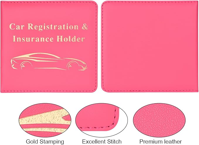 Cacturism Car Registration and Insurance Holder, Vehicle Glove Box Car Organizer Men Women Wallet Accessories Case for Cards, Essential Document, Driver License, Hot Pink
