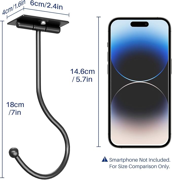 Under Cabinet Banana Hook Foldable - Adhesive Banana Holder, Foldable with Magnets When Not in Use, Under Counter Banana Hook, Stainless, Hold 13 LB, Black
