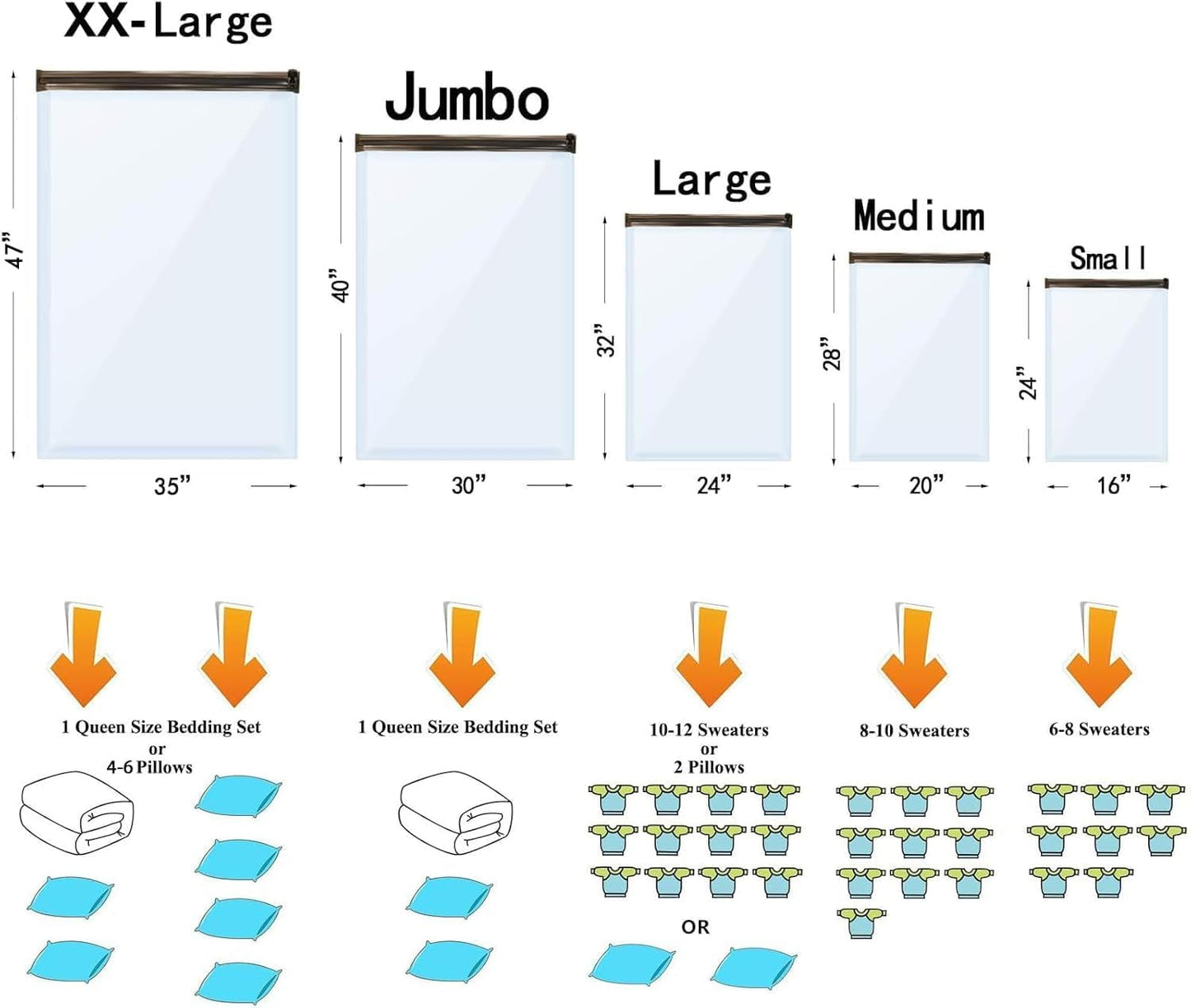 10 Large Vacuum Storage Bags with Electric Pump, Plastic Packaging Bags,Space Saver Bag for Clothes, Mattress, Blanket, Duvets, Pillows, Comforters, Travel