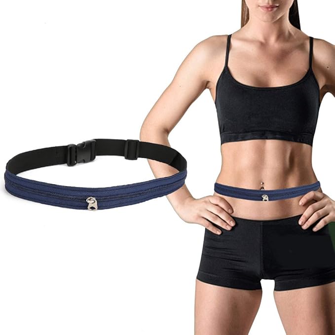 Anti Theft Money Belt with Zipper Pocket, Sports Waist Bag for Outdoor Activities, Concealed Wallet Belt for Running Travel Hiking, Durable Polyester Belt with Secure Release Buckl (3CM)