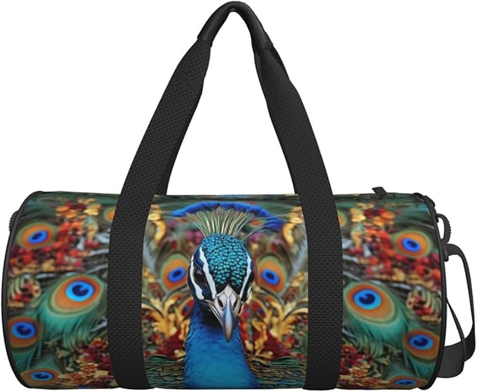 Travel Duffel Bag Lightweight Carry On Weekender Overnight Bags Elegant Peacock Sports Tote Gym Backpack with Adjustable Strap Hospital Bags Foldable Luggage Bag for Women Men