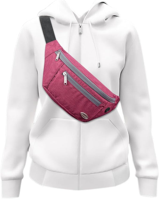 Entchin Fanny Pack for Women Men,Crossbody Belt Bag with 4-Zipper Pockets,Adjustable Waist Bag Pack,One of the Most Popular Travel Essential Gifts for Walking,Traveling,Cycling