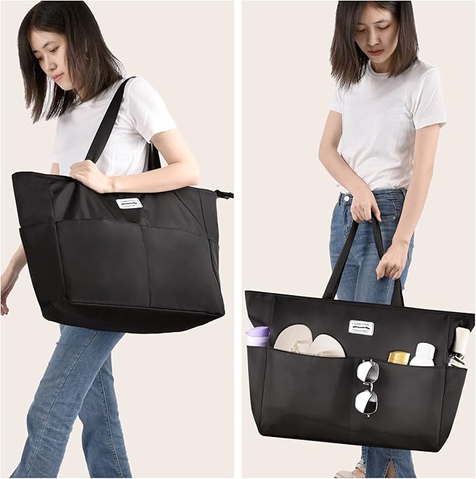 HOMESPON Large Waterproof Beach Bag for Women Sandproof Tote Bag Pool Bag with Zipper and Pockets for Travel Vacation Gym