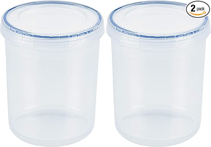 LocknLock Easy Essentials Twist Food Storage lids/Airtight containers, BPA Free, Tall-30.4oz Clear (Pack of 2)