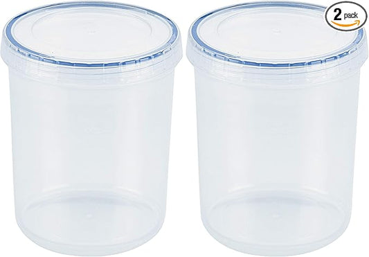 LocknLock Easy Essentials Twist Food Storage lids/Airtight containers, BPA Free, Tall-30.4oz Clear (Pack of 2)