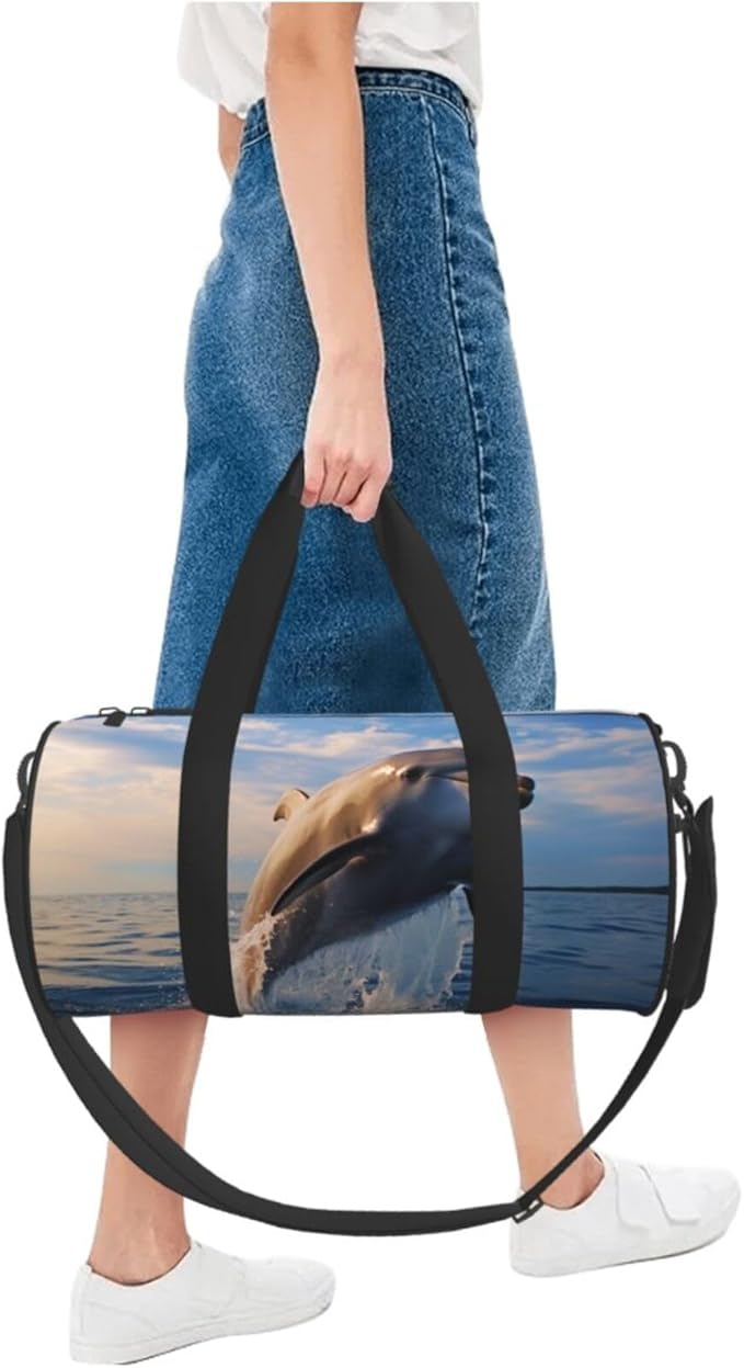 Travel Duffel Bag Lightweight Carry On Weekender Overnight Bags Cute dolphin Sports Tote Gym Backpack with Adjustable Strap Hospital Bags Foldable Luggage Bag for Women Men