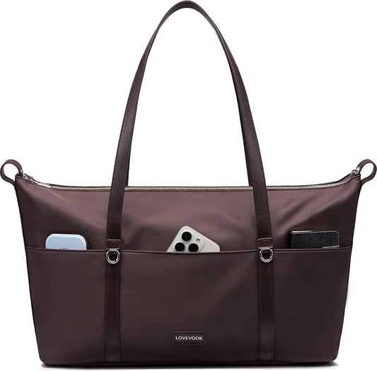 LOVEVOOK Work Tote Bag for Women, 15.6 Inch Laptop Shoulder Bag with Large Cup Holder, Professional Computer Tote Briefcase for Teacher Nurse Office Gym Travel Weekender