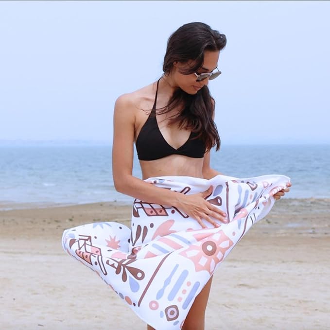 Ethnically Inspired Microfiber Beach Towels Quick Dry Towel,Travel Beach Towel for Swimming Pool, for Kids Adult,63’’ x 31’’, with A Unique Design,Includes Bag. (Earth Tones Tribal)