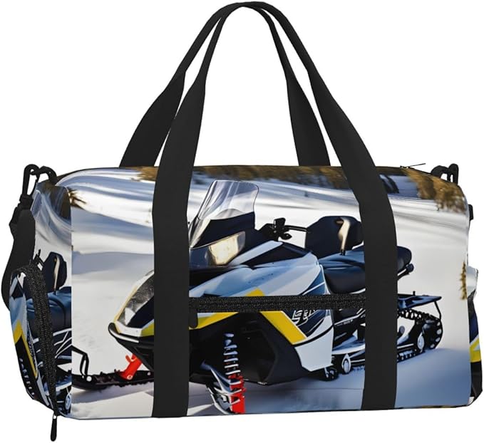 Advanced Snowmobile Print Gym Bag with Shoe Compartment for Women Men, 17.7in Sports Duffle Weekender Tote, Overnight Travel Duffel Bag Carry On