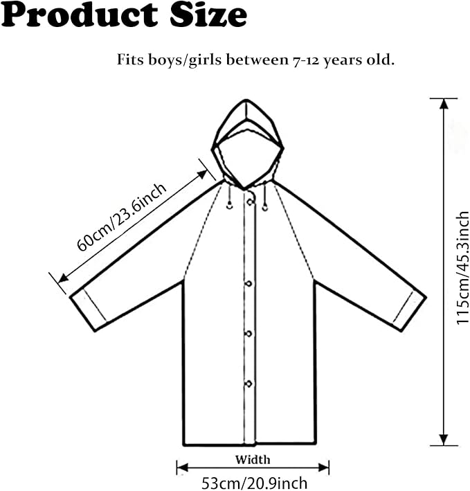Rain Ponchos for Kids, 2 Pack Reusable Raincoats Jackets with Hoods and Sleeves Lightweight for Girls Boys