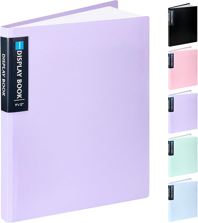 Sooez Art Portfolios 9"x12", 40 Pockets Large Portfolio Folder Display 80 Pages, Heavy Duty Art Portfolio Folder with Clear Sheet Protectors, Presentation Book for Artwork Document Organizer
