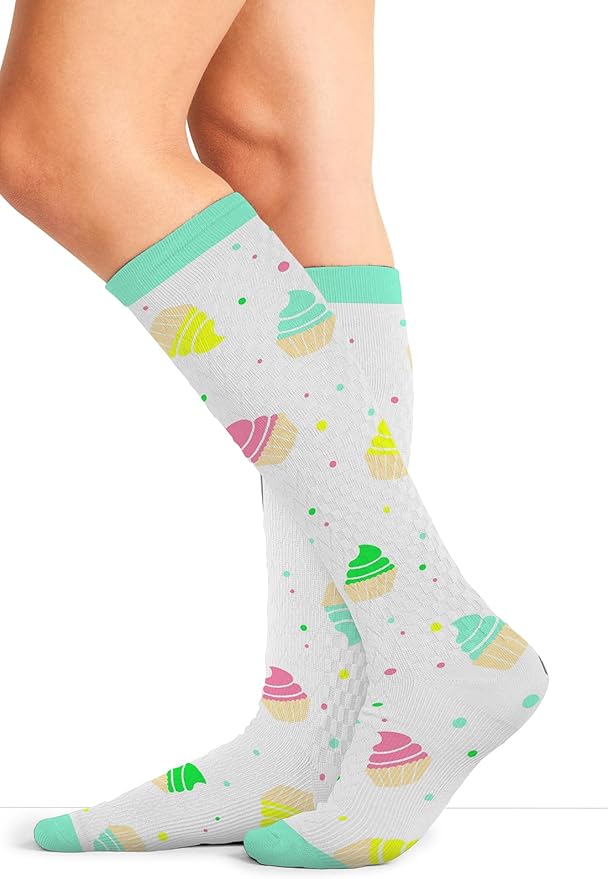 Cherokee Women's 10-15mmHg Compression Socks – Fun Print Knee Highs with Light Support, Soft Feel - PRINTSUPPORT
