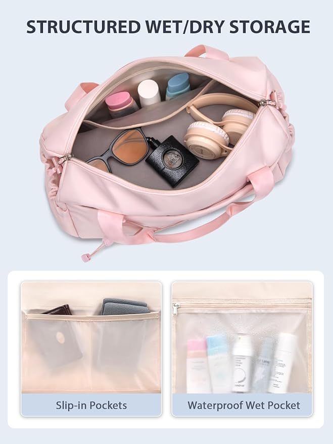 Small Gym Bag for Women with Yoga Mat Holder and Wet Compartment, Mini Gym Duffle Bag Yoga Bag with Water Bottle Pocket for Workout Travel, Pink